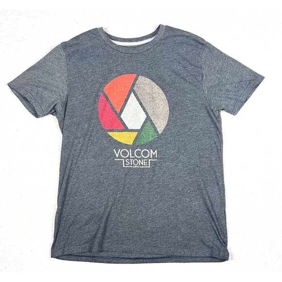 Volcom Top Mens Large Grey Splicer Graphic Tee Modern Fit Shirt Stone 1991 Retro - Picture 2 of 14